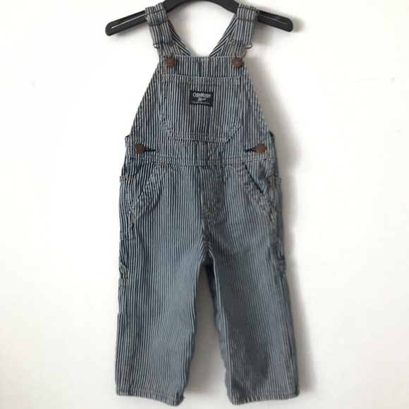 OshKosh B’Gosh Blue White Striped Overalls Baby - Picture 1 of 5